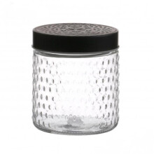 Round Glass Storage Jar With Black Mat Lid 500ml