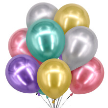 (Mix Metallic Balloon, 10pcs) Time to Sparkle 12in Metallic or Confetti Latex Balloons Helium Theme Pearl Birthday Party Wedding Baby Shower Toy