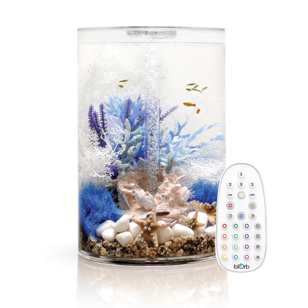 Biorb Tube Mcr Led-Lit Aquarium 30L (72069) - All-In-One Starter Kit With Led Lighting, Air Pump & Biochemical Filter White