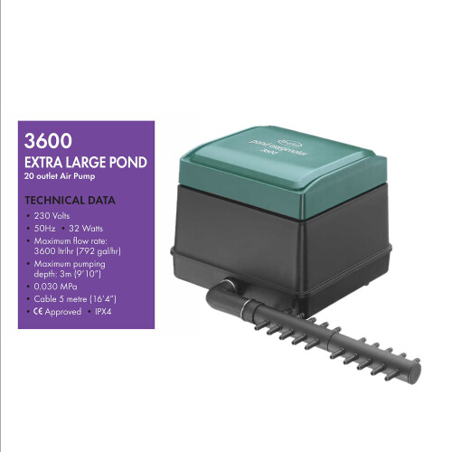 Blagdon Blagdon Pond Oxygenator 3600, 20 Outlet Air Pump for Ponds Up to 22,500 Litre (Koi Ponds Up to 11,000 Litre) 1