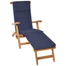 Beautissu Deckchair Pad 175x45x5cm Loftlux DC Comfortable Cushion For Steamer Recliner Sun Bed Lounger Chaisse Chair Removable Cover - Dark B