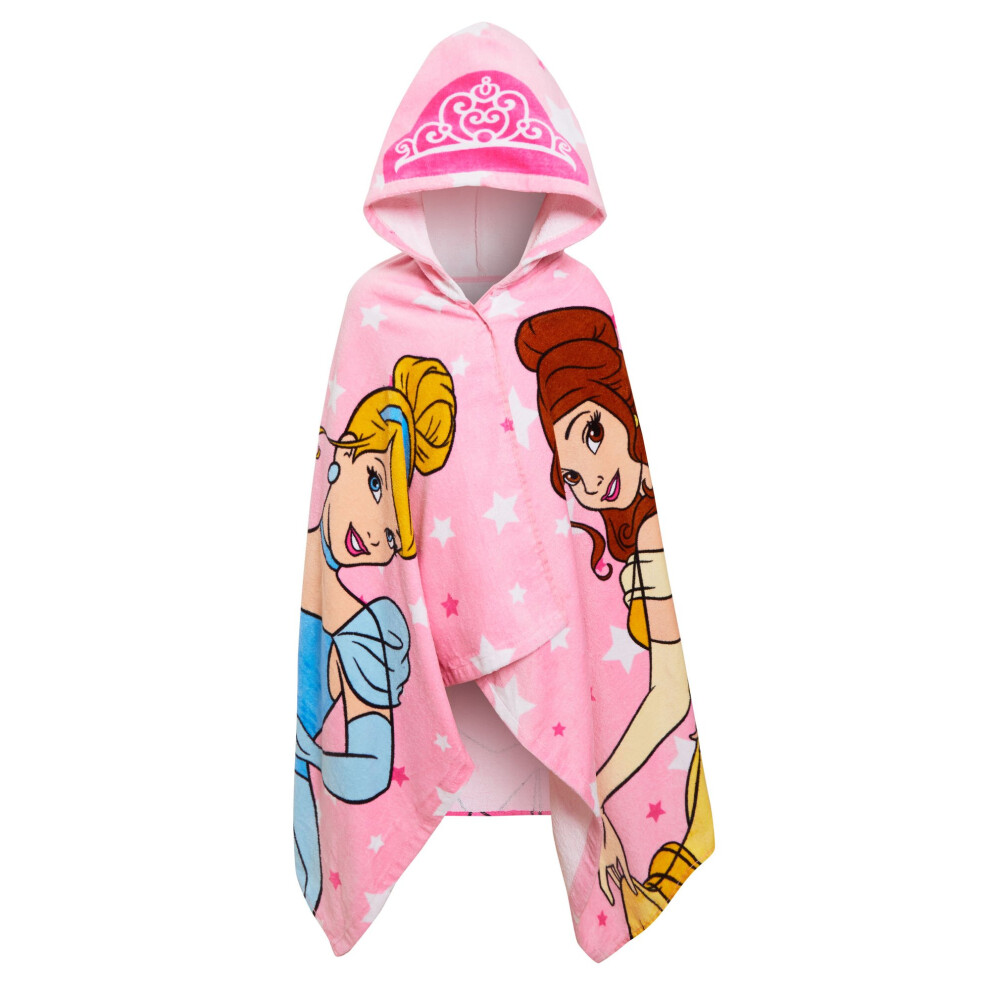 (One Size) Disney Princess Hooded Towel Girls Poncho Beachtowel Bath Towel Swimming Wrap