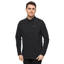 (S, Black) Jack Wolfskin Mens 2022 Taunus Half Zip Breathable Fleece Pullover Sweater