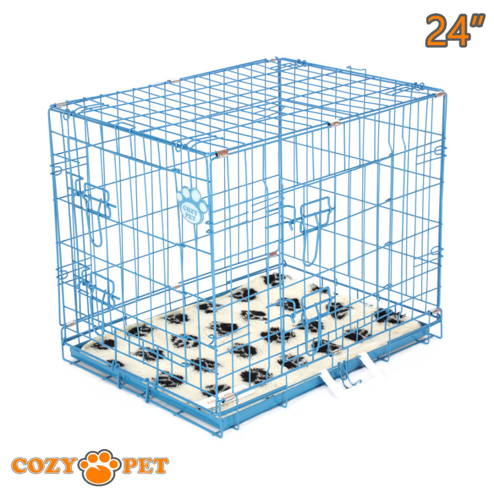 Dog Cage 24 in Blue Inc Vet Bed by Cozy Pet Puppy Crate DC24BL + VB24C