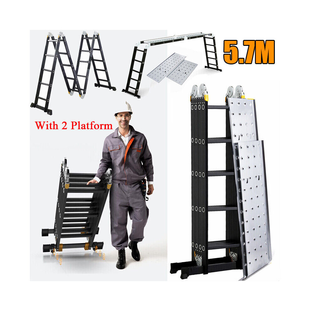 5.7M Multi-Purpose Aluminium Folding Combination Ladder with Platform