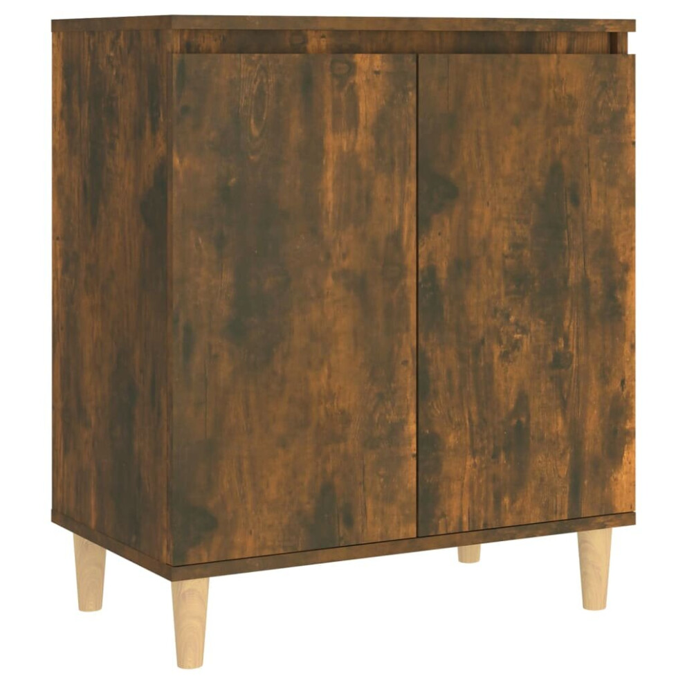 (smoked oak) vidaXL Sideboard with Solid Wood Legs Engineered Wood Cabinet Multi Colours