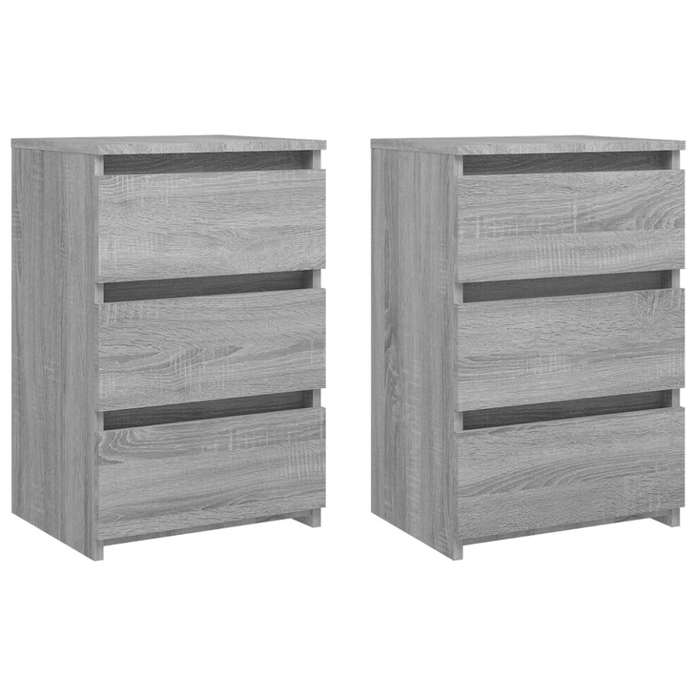 Vidaxl (Grey Sonoma, 2) Bed Cabinet Nightstand Side Table Storage Bed Table Engineered Wood