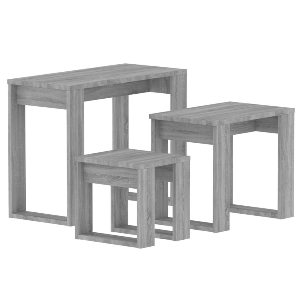 Vidaxl ( Sonoma) Nesting Tables End Side Table Nest Of Table Set Engineered Wood 3 Pcs Grey