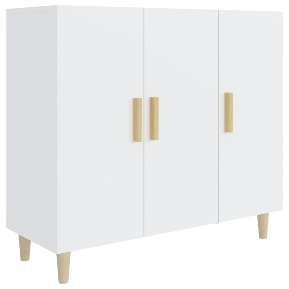Vidaxl (White) Sideboard Console Cabinet Cupboard Storage Organiser Engineered Wood White