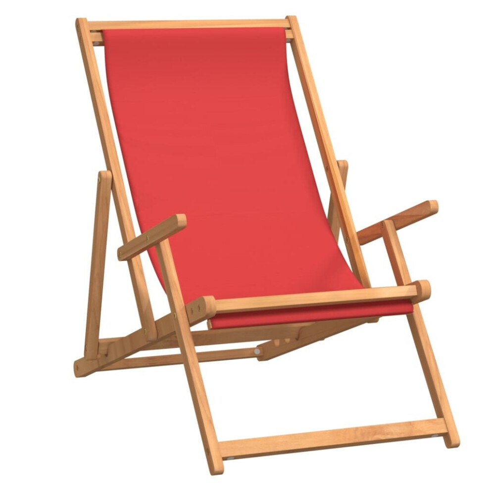 (red, 60 x 126 x 87.5 cm) vidaXL Folding Beach Chair Outdoor Patio Seating Furniture Solid Teak Wood