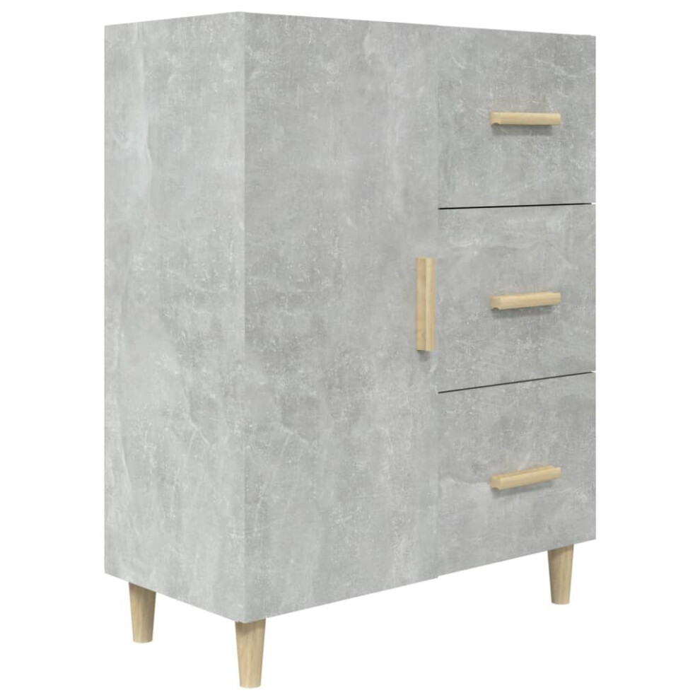 VIDAXL Wooden Sideboard - 3 Drawers - Concrete Grey - 90 x 69.5 x 34cm - Image 3
