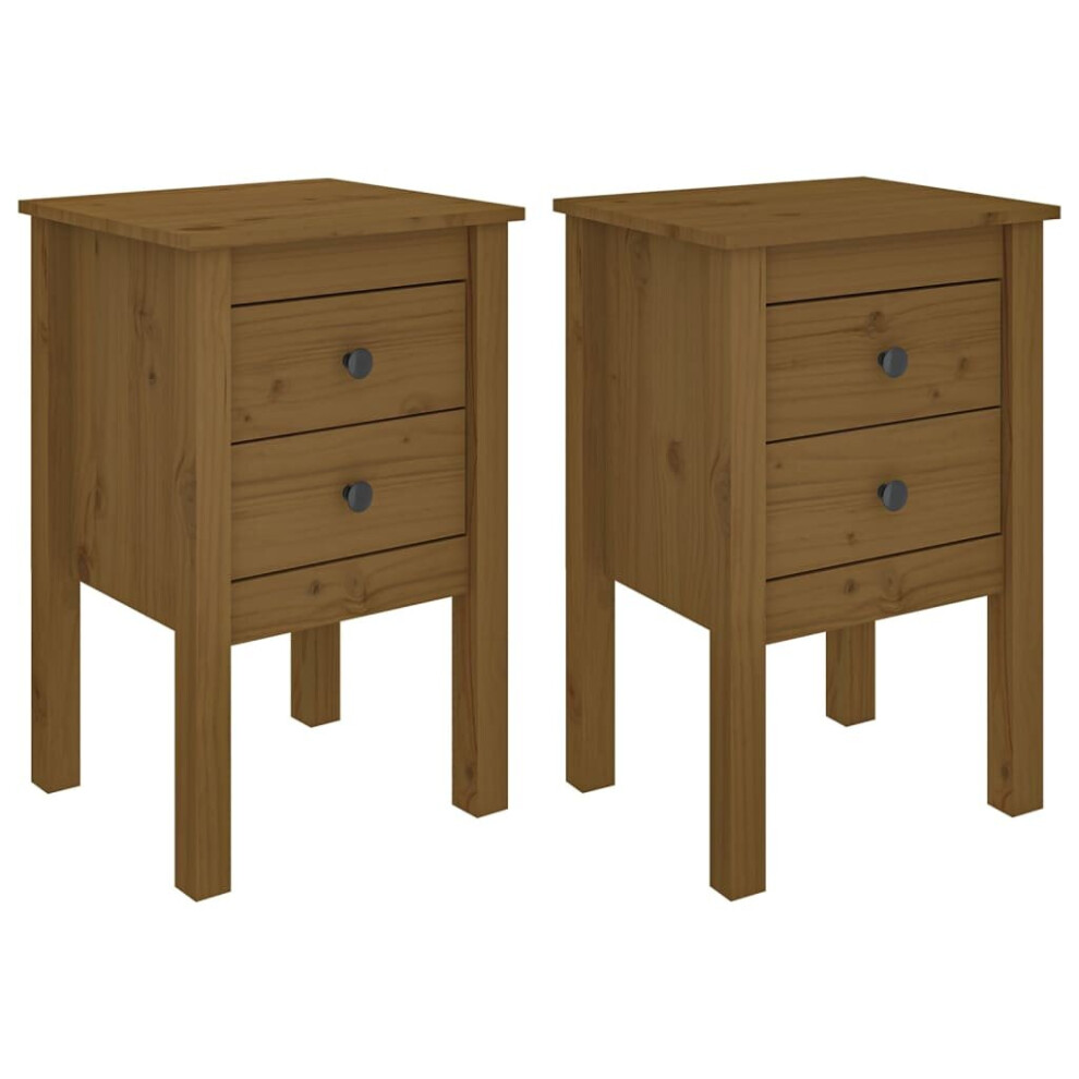 (honey brown, 2) vidaXL 1/2x Solid Wood Pine Bedside Cabinet Side Table Furniture Multi Colours