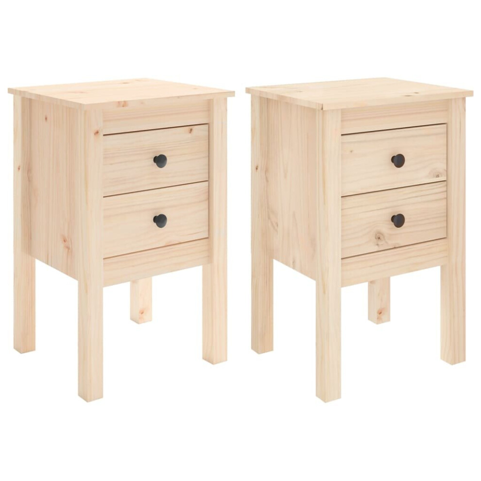 (brown, 2) vidaXL 1/2x Solid Wood Pine Bedside Cabinet Side Table Furniture Multi Colours