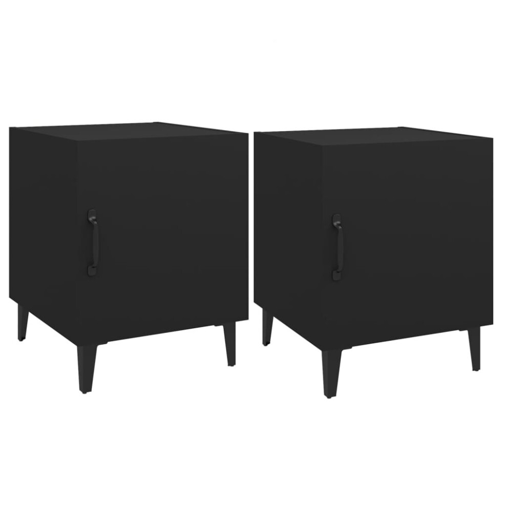 Vidaxl (Black, 2) 1/2X Bedside Cabinet Engineered Wood End Table Nightstand Multi Colours