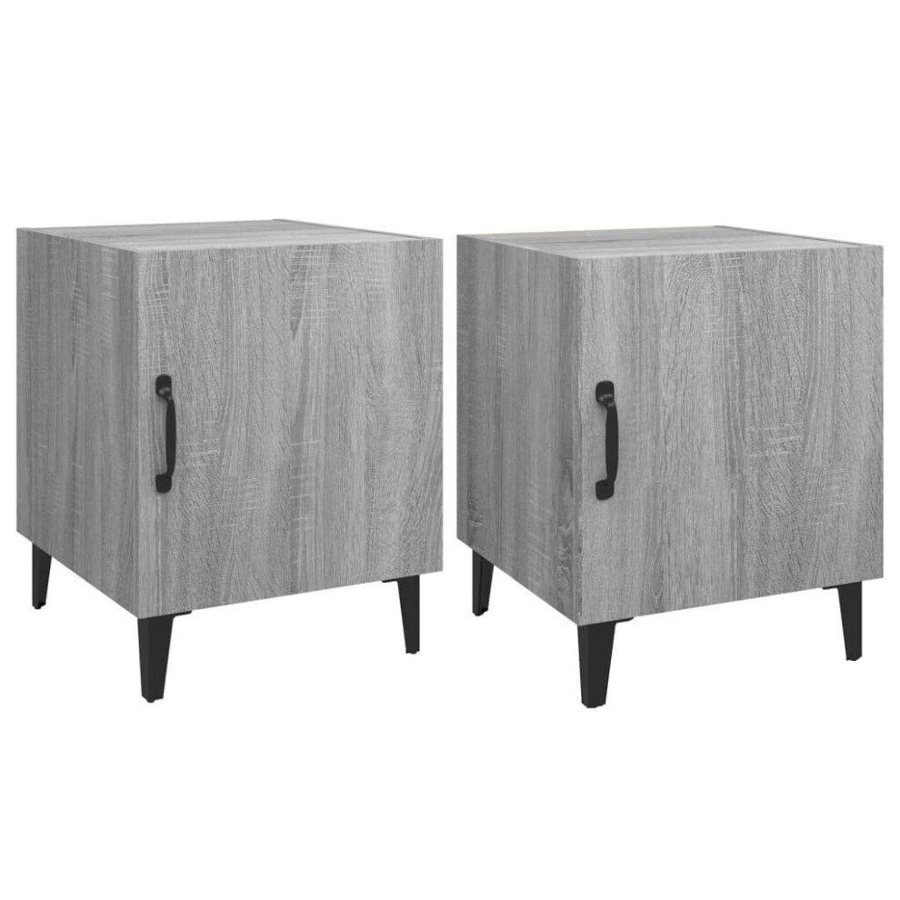 (grey sonoma, 2) vidaXL 1/2x Bedside Cabinet Engineered Wood End Table Nightstand Multi Colours