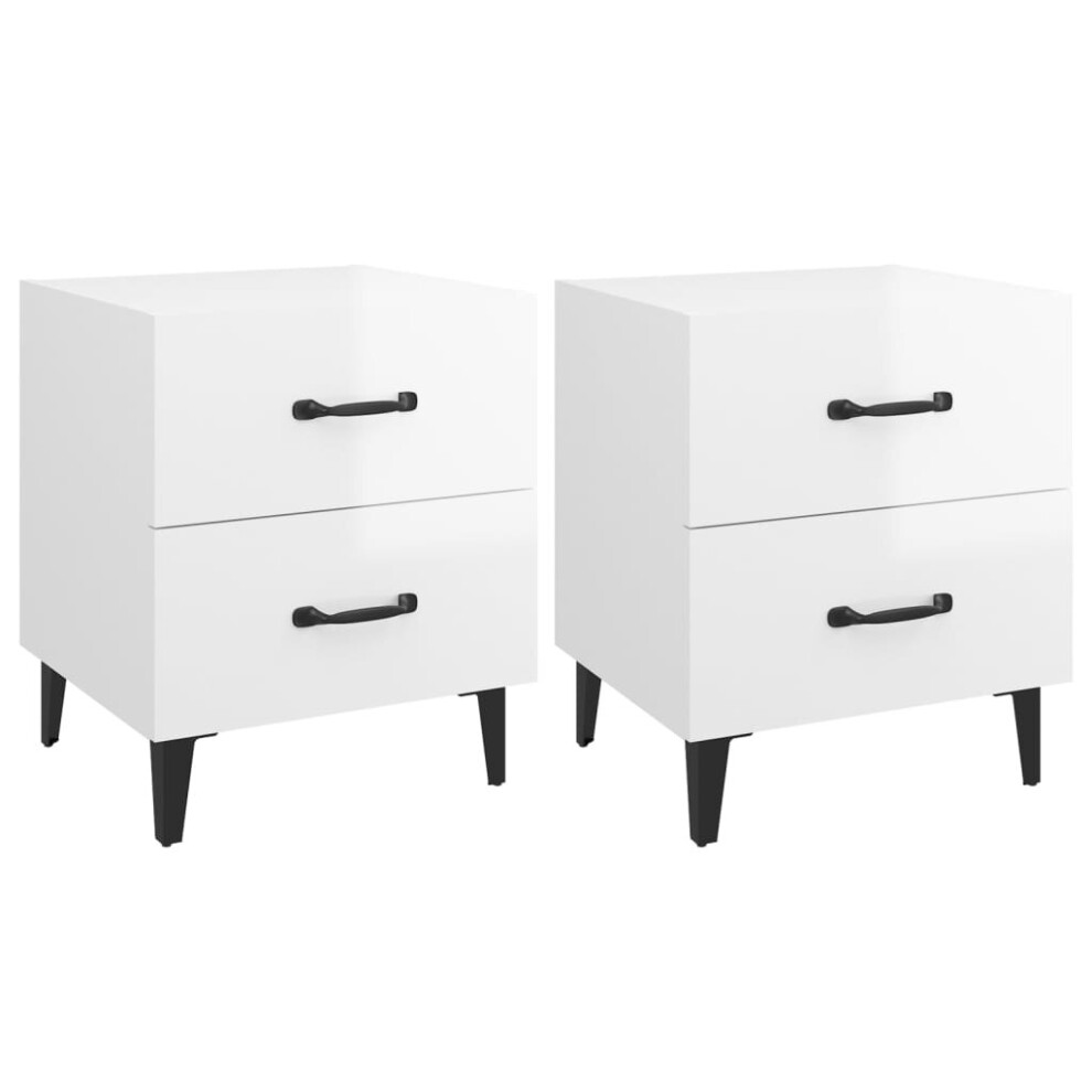 (high gloss white, 2) vidaXL 1/2x Bedside Cabinet Engineered Wood End Table Nightstand Multi Colours