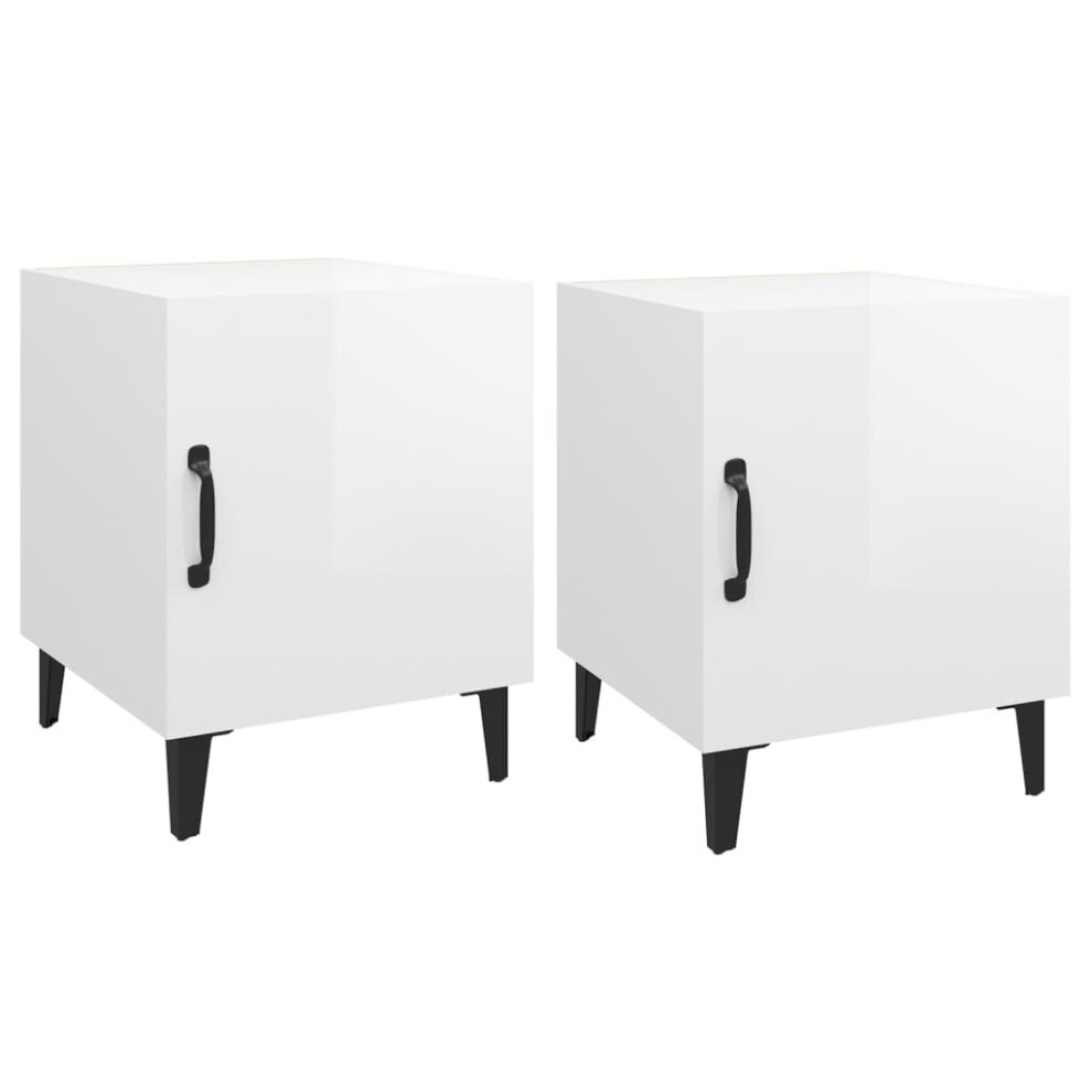 (high gloss white, 2) vidaXL 1/2x Bedside Cabinet Engineered Wood End Table Nightstand Multi Colours