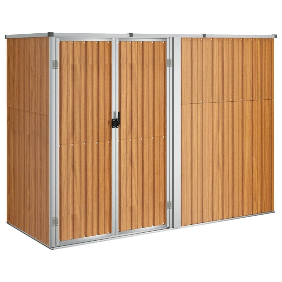 Vidaxl (, 225 X 89 X 161 Cm) Garden Tool Shed Blanket Box Outdoor Tool Storage Shed Galvanised Steel Brown