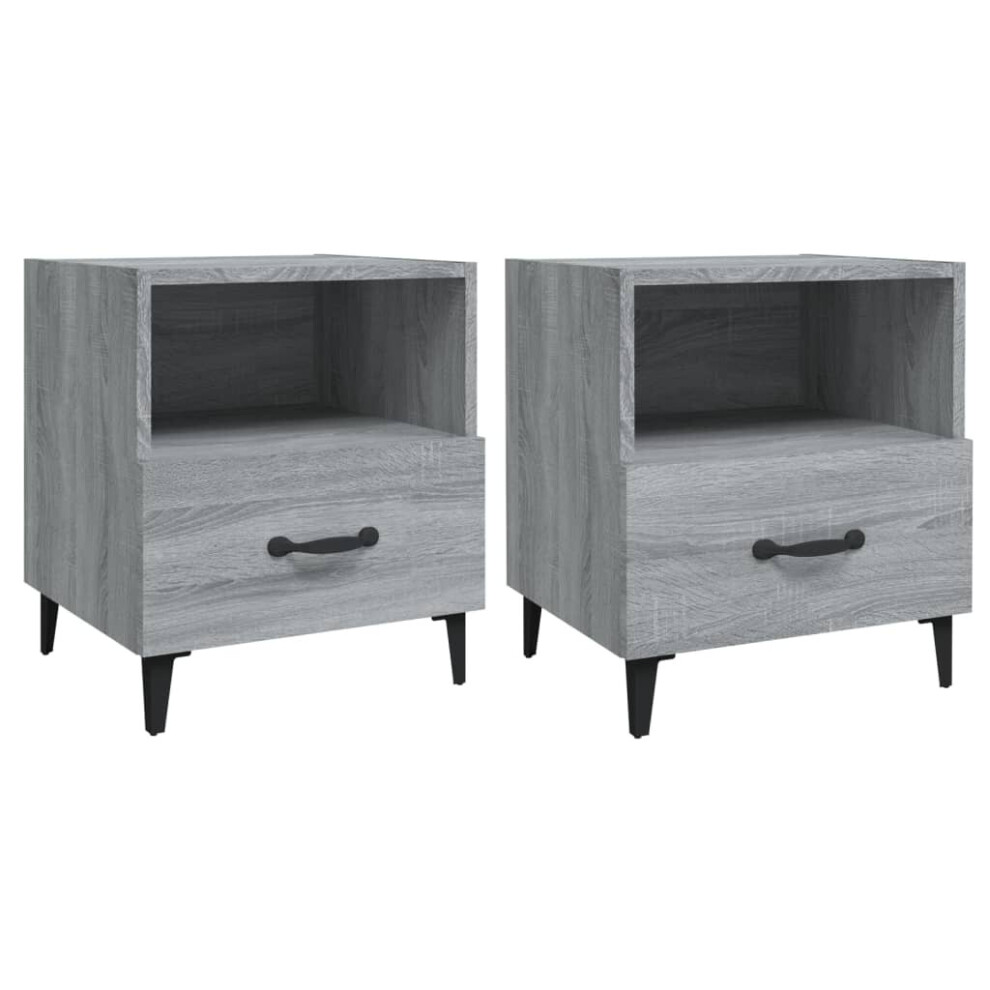 Vidaxl (Grey Sonoma, 2) 1/2X Bedside Cabinet Engineered Wood End Table Nightstand Multi Colours