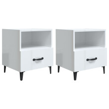 (high gloss white, 2) vidaXL 1/2x Bedside Cabinet Engineered Wood End Table Nightstand Multi Colours