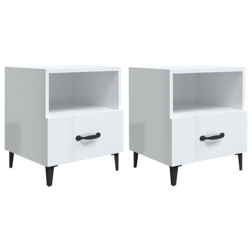 VidaXL (high gloss white, 2) vidaXL 1/2x Bedside Cabinet Engineered Wood End Table Nightstand Multi Colours