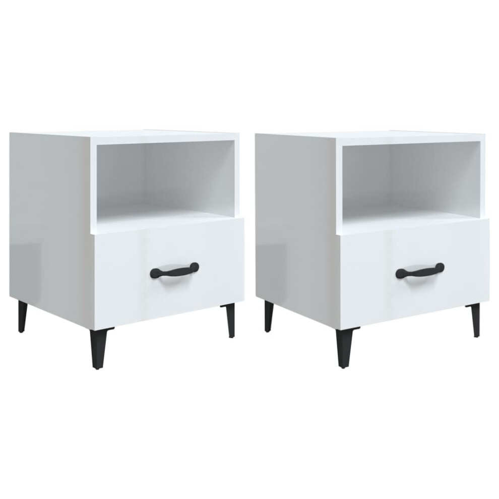 Vidaxl (High Gloss White, 2) 1/2X Bedside Cabinet Engineered Wood End Table Nightstand Multi Colours