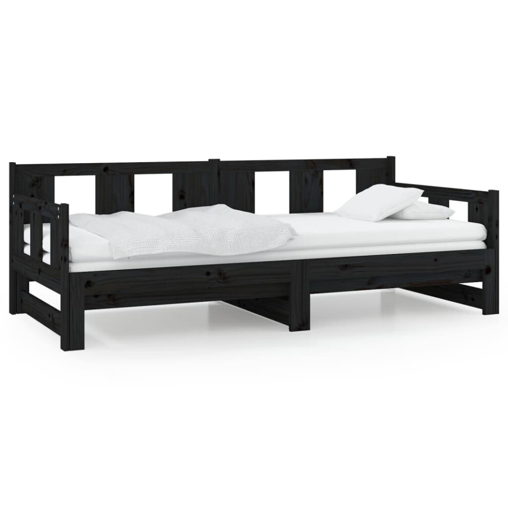 Vidaxl (Black, 90 X 190 Cm) Solid Wood Pine Pull-Out Day Bed Wooden Guest Bed Multi Colours/Sizes