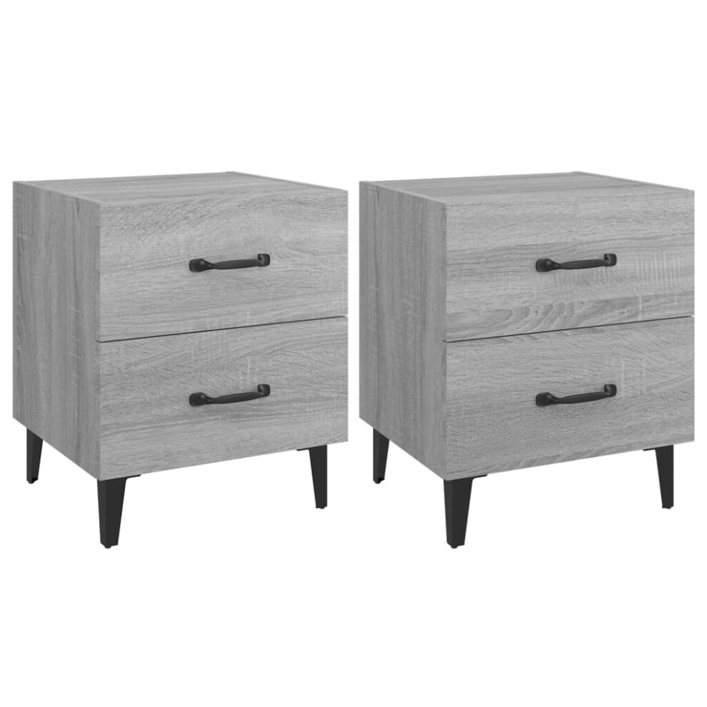 (grey sonoma, 2) vidaXL 1/2x Bedside Cabinet Engineered Wood End Table Nightstand Multi Colours