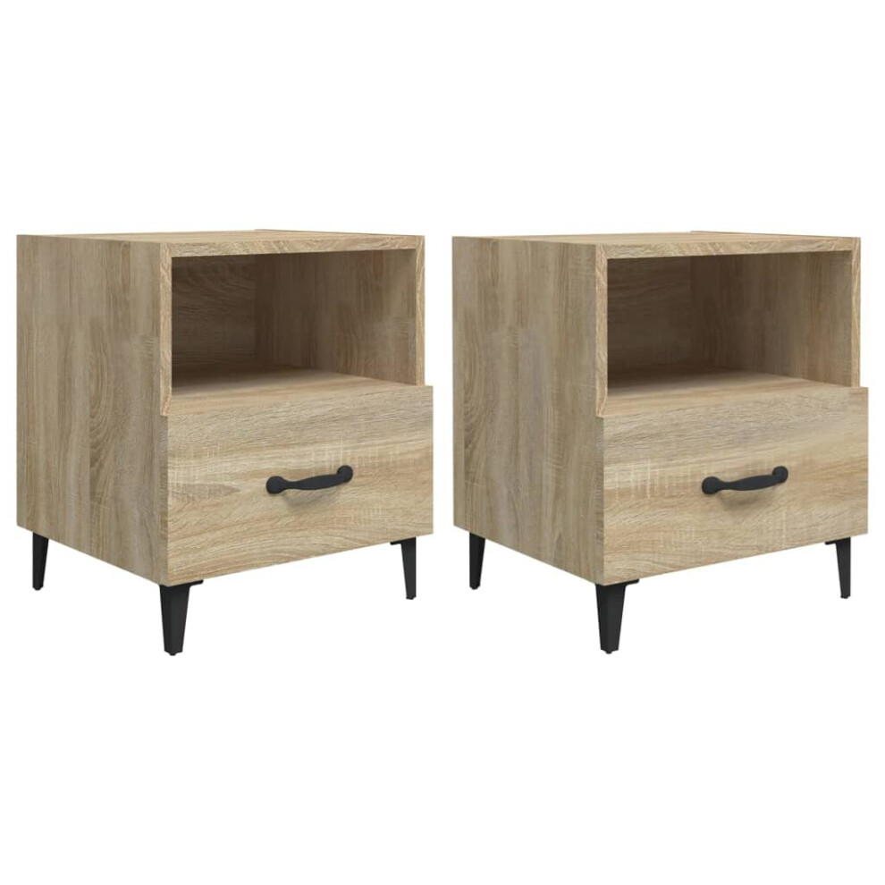 Vidaxl (Sonoma Oak, 2) 1/2X Bedside Cabinet Engineered Wood End Table Nightstand Multi Colours