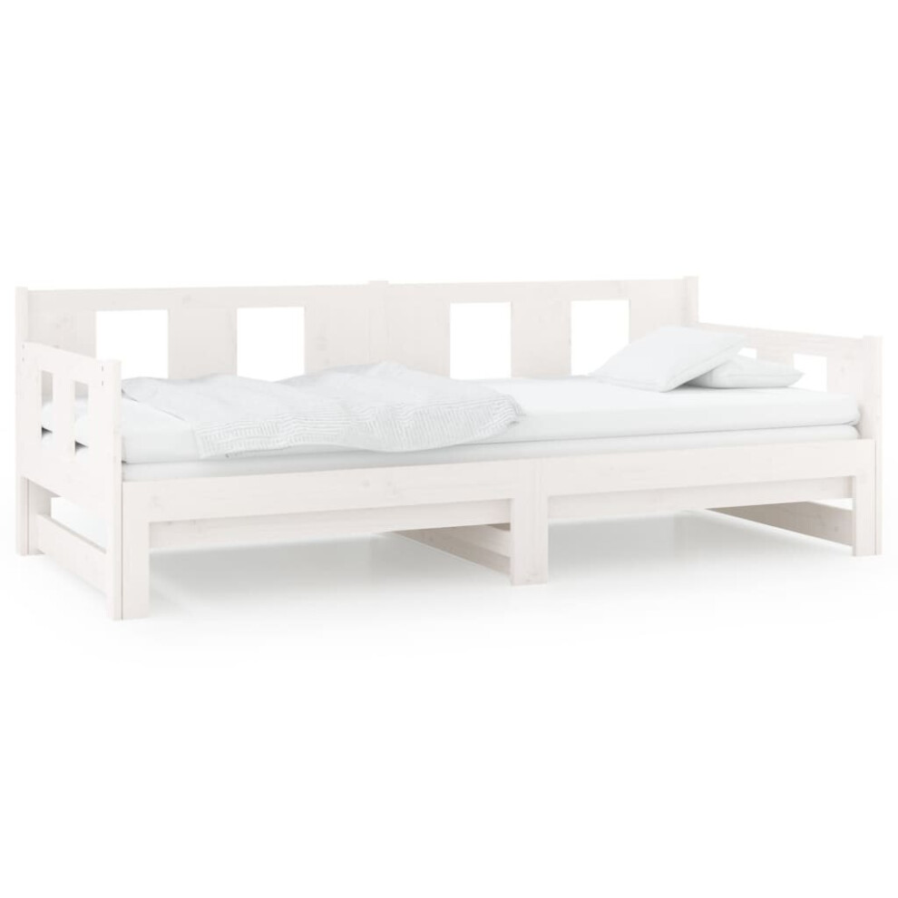 (white, 90 x 190 cm) vidaXL Solid Wood Pine Pull-out Day Bed Wooden Guest Bed Multi Colours/Sizes