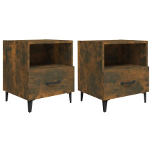 (smoked oak, 2) vidaXL 1/2x Bedside Cabinet Engineered Wood End Table Nightstand Multi Colours