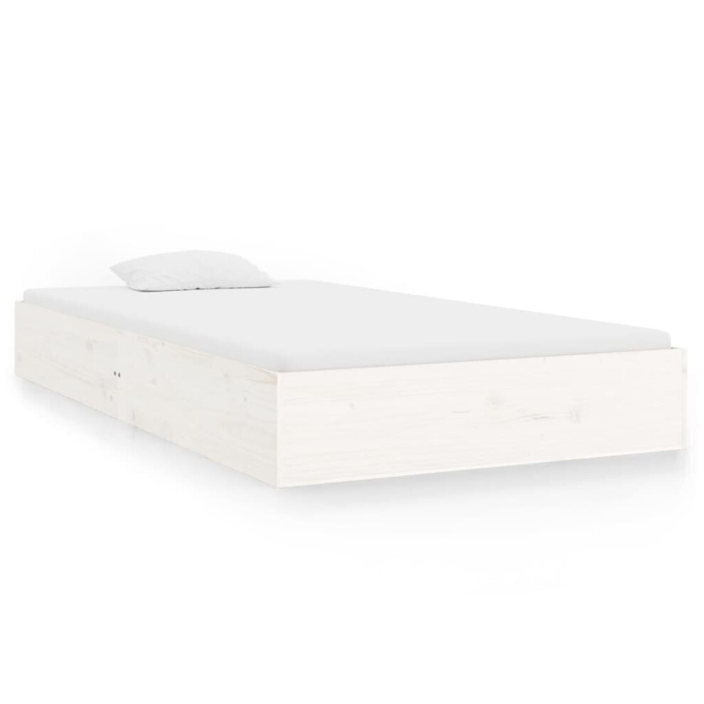 Vidaxl (White, 90 X 200 Cm) Bed Frame Home Wooden Bedstead Bed Base Mattress Foundation Solid Wood