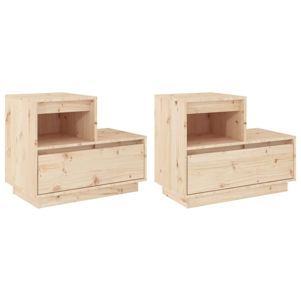 Vidaxl (Brown, 2) 1/2X Solid Wood Pine Bedside Cabinet Indoor Nightstand Multi Colours