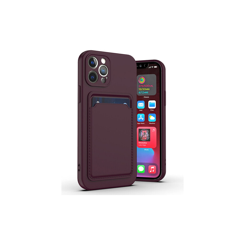 Silicone Card Holder Protection Case Compatible With Iphone 14/15 In Plum Purple 5060986940009