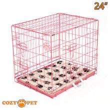 Dog Cage 24 in Pink Inc Vet Bed Cozy Pet Puppy Travel Crate DC24P+ VB24C