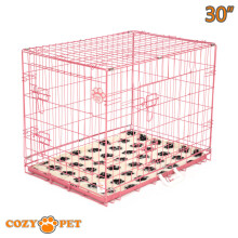 Dog Cage 30 in Pink with Vet Bed Cozy Pet Puppy Travel Crate DC30P + VB30C