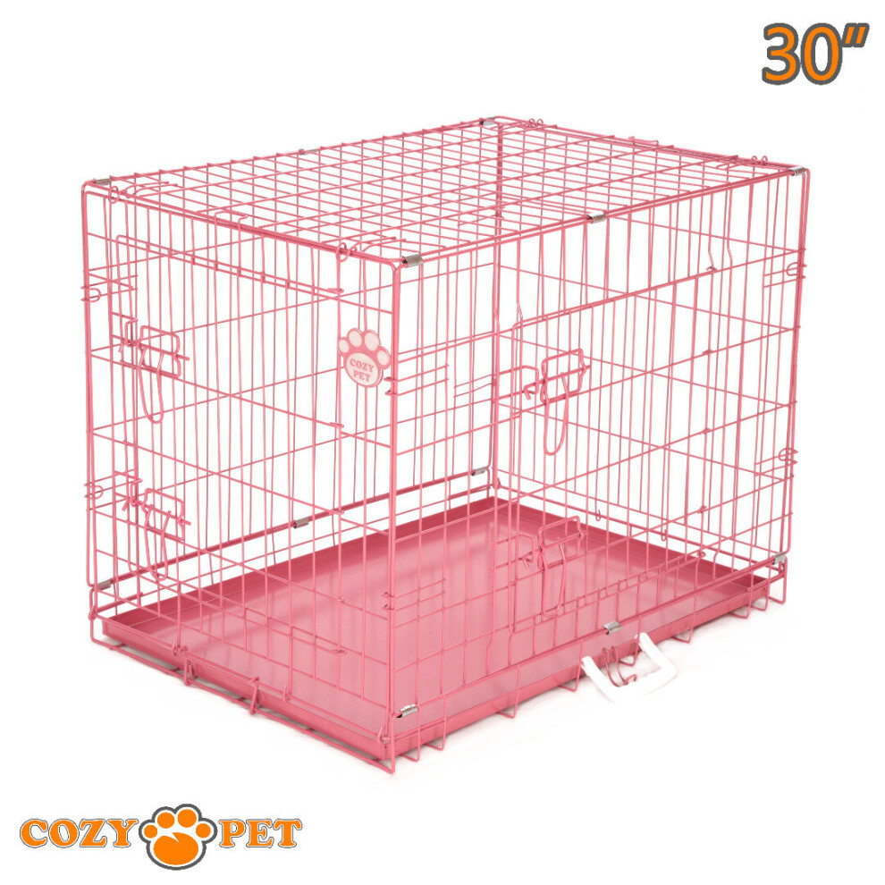 Dog Cage 30 in Pink Cozy Pet Travel Puppy Crate Pet Cat Carrier Metal DC30P