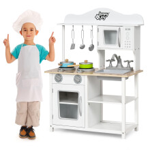 Kids Play Kitchen Wooden Play Kitchen with Sink Oven Microwave Stove