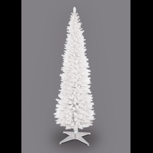 Snow Time (5ft/150cm) Christmas Tree Slim White Pencil 4ft 5ft 6ft 7ft 8ft