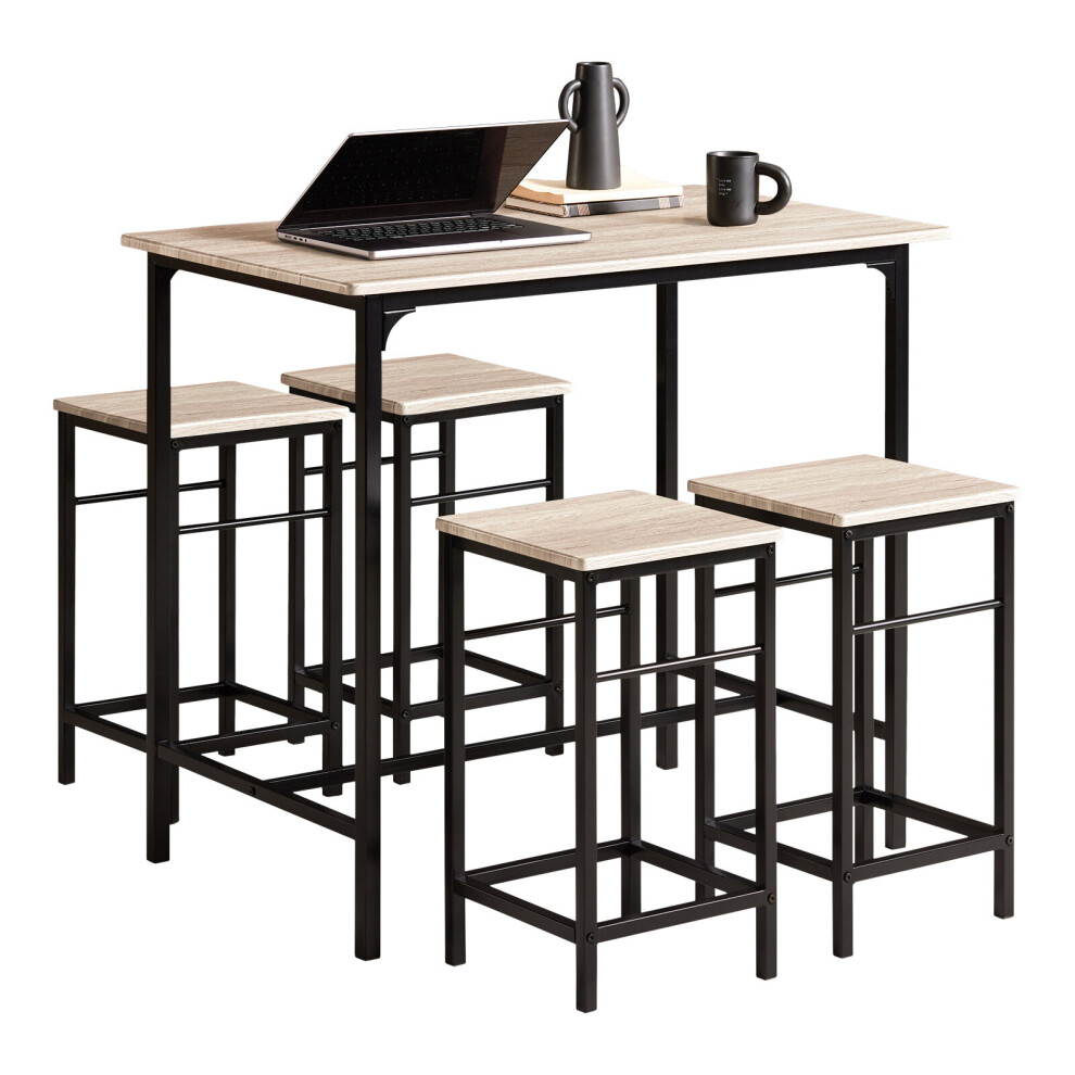SoBuy® OGT11-N, 1 Bar Table and 4 Stools, Kitchen Breakfast Bar Set Dining Set