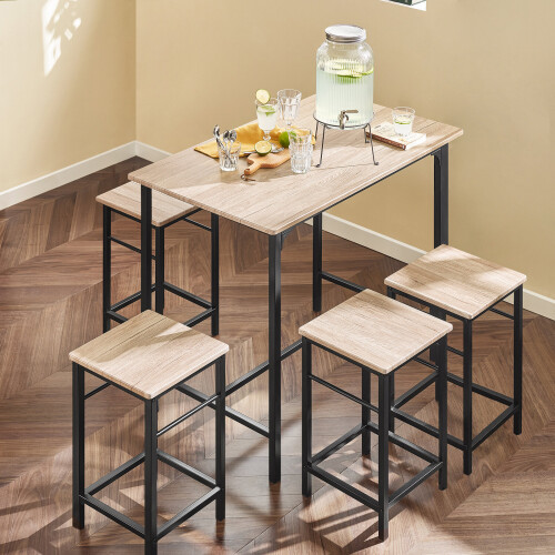 SoBuy Bartisch-Set mit 4 Barhockern OGT11-N 2