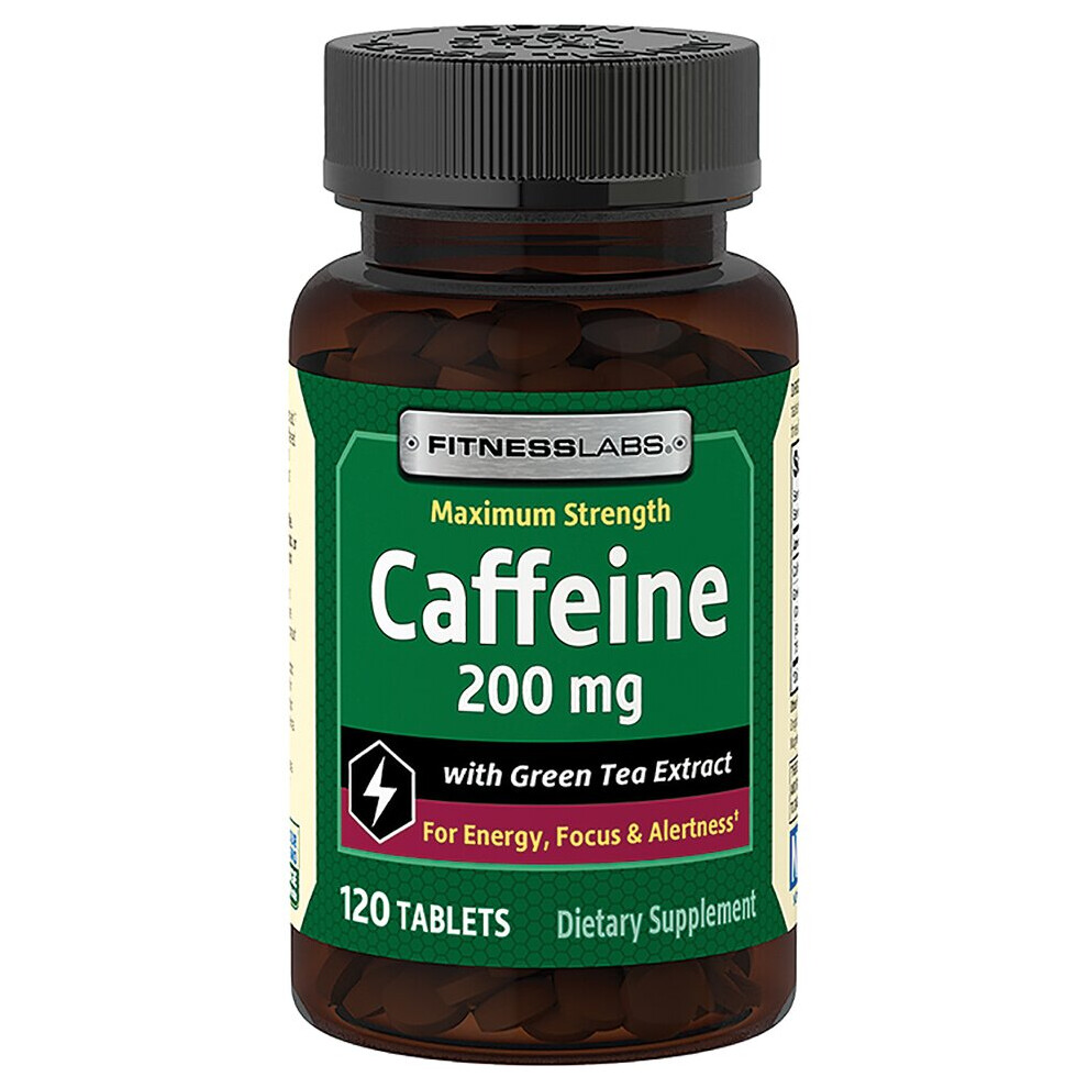 FITNESSLABS Caffeine 200mg 120 TABLETS & Green Tea VEGETARIAN FORMULA