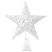 (White) Time to Sparkle Glitter Christmas Tree Topper Star Multi-Coloured  For Christmas Tree Decoration Holiday Seasonal General Size