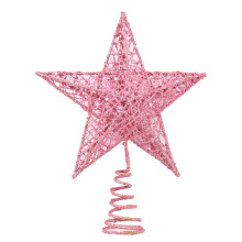 (Pink) Time to Sparkle Glitter Christmas Tree Topper Star Multi-Coloured For Christmas Tree Decoration Holiday Seasonal General Size