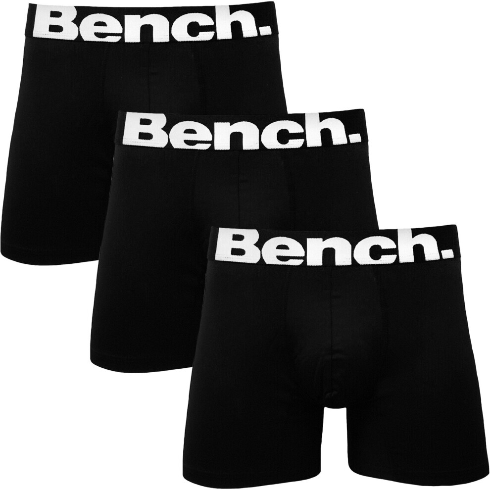 (2XL, Black) Bench Mens Talwar 3 Pack Elasticated Underwear Boxers Boxer Shorts - Black