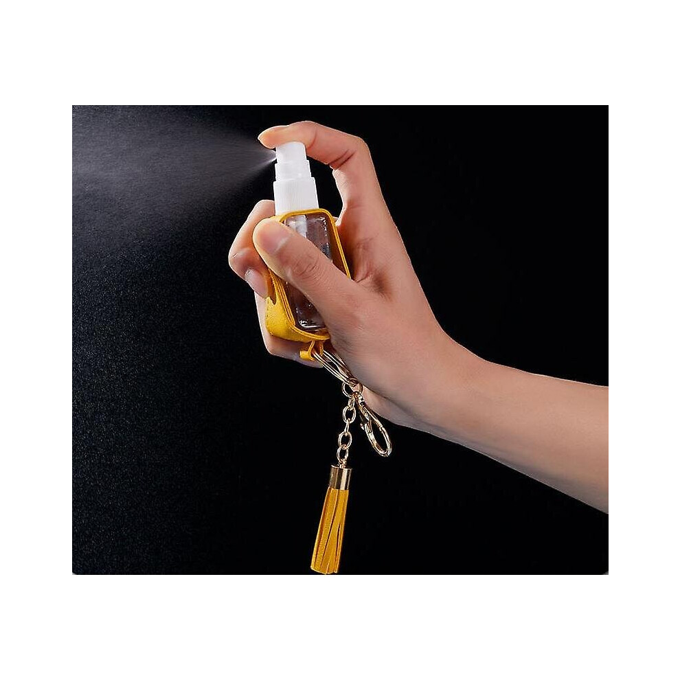 (Spray Bottle) 3pcs 30ml Pu Leather Hand Sanitizer Spray Bottle Holder Empty Travel Container Keychain