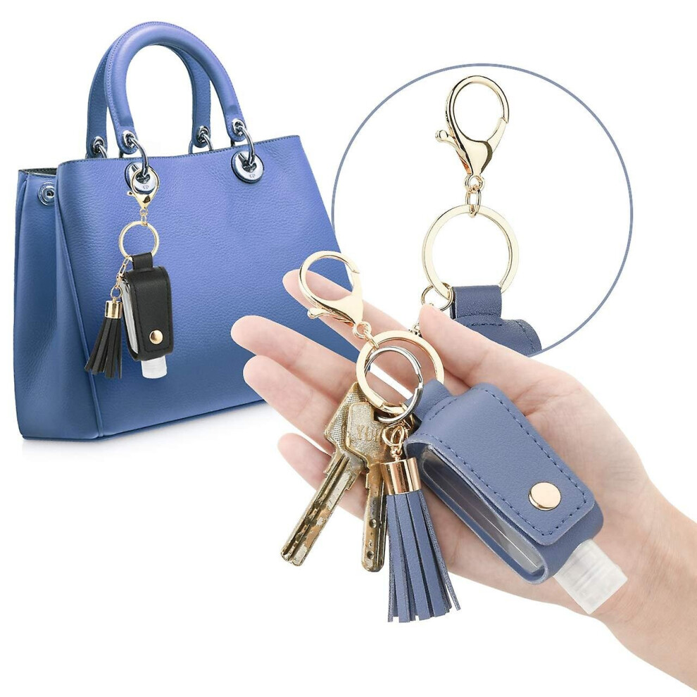 (Squeeze Bottle) 3pcs 30ml Pu Leather Hand Sanitizer Spray Bottle Holder Empty Travel Container Keychain