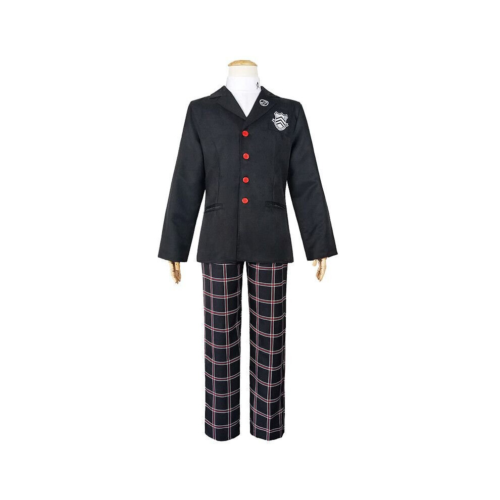 (Male Costume Set(No Wig), 2XL) Persona 5 Cosplay Anime Amamiya Ren School Uniform Coat Shirt Pants Skirt Wig