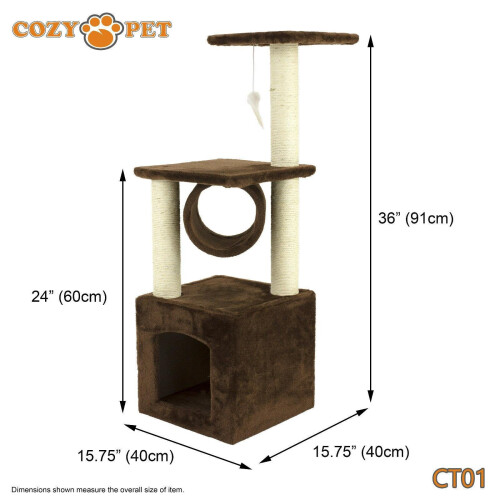 COZY PET Cat Tree By Cozy Pet Sisal Scratching Post Kitten Cat Trees CT01-Choc 1
