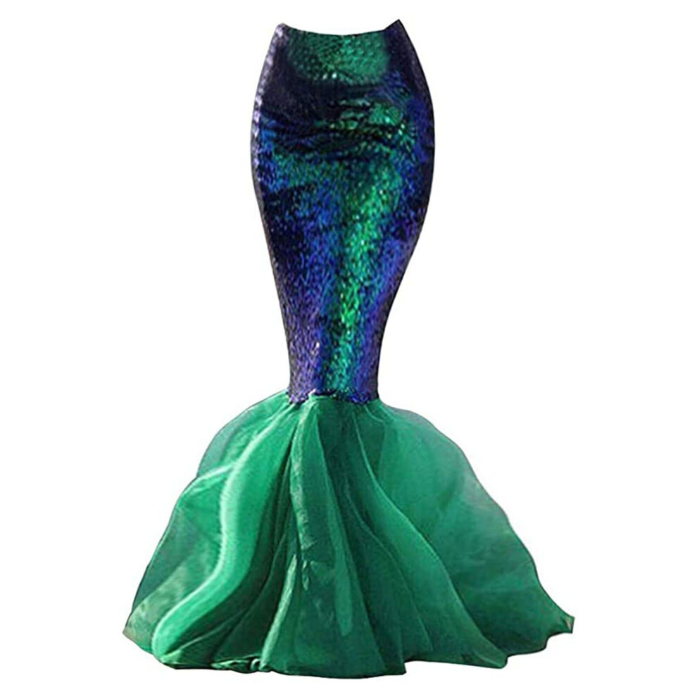 (Green, M) Halloween Sexy Mermaid Party Princess Costume Tail Cosplay Party Sequin Skirt